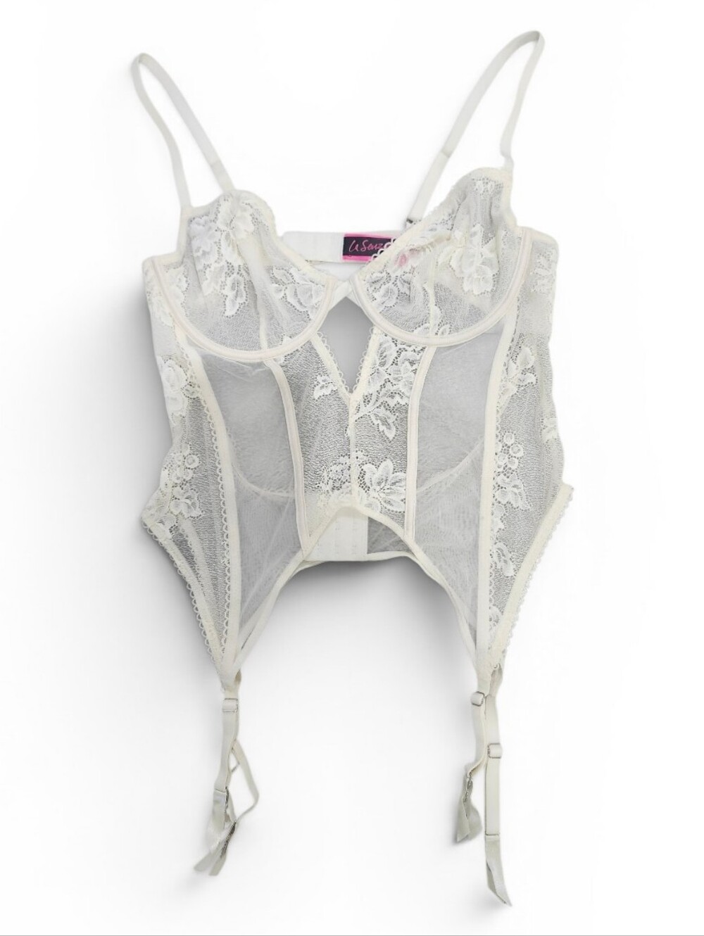 BNWOT LaSenza Cream Lace Bustier With Garters Size Large